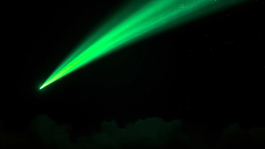 green comet lights sky
