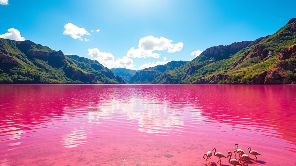 lakes turning pink naturally
