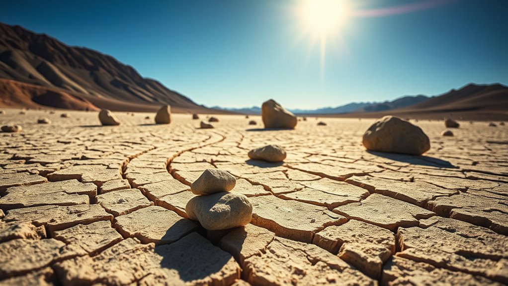 moving stones on desert playa