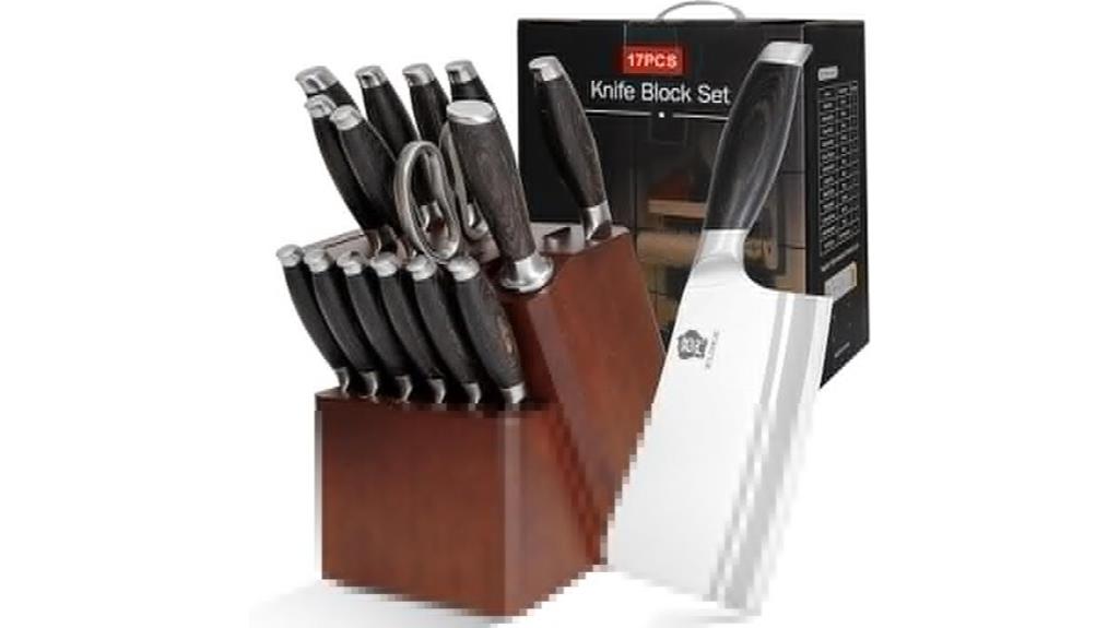 17 piece wooden knife set