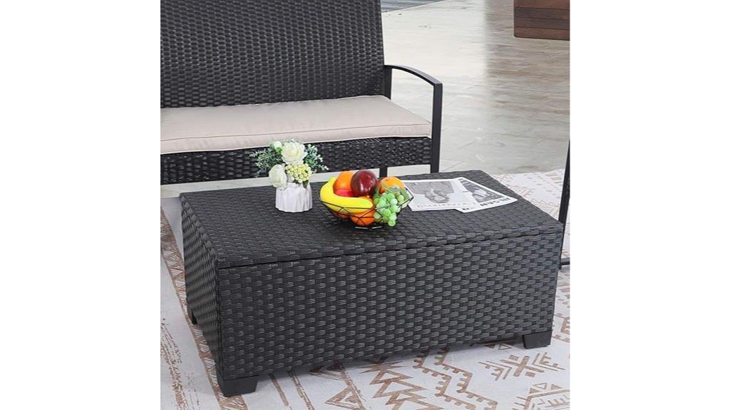 rattan patio coffee table