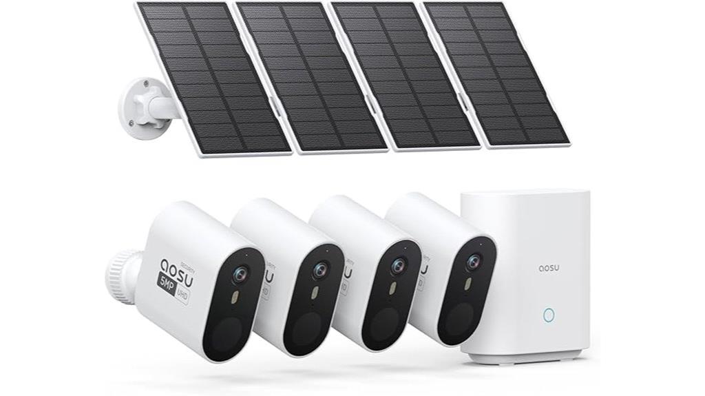 solar powered four camera security