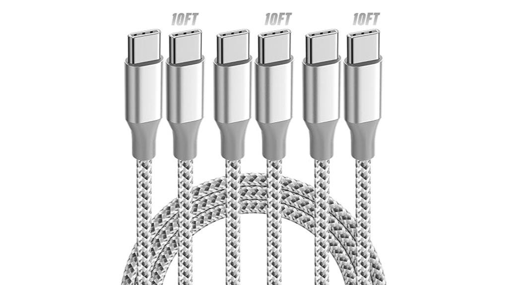 three 10ft usb c cables