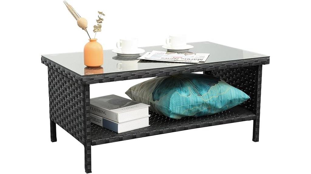 wicker coffee table with storage