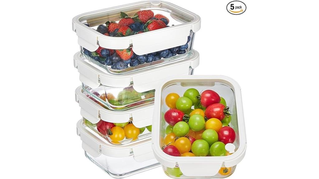 five pack glass storage containers