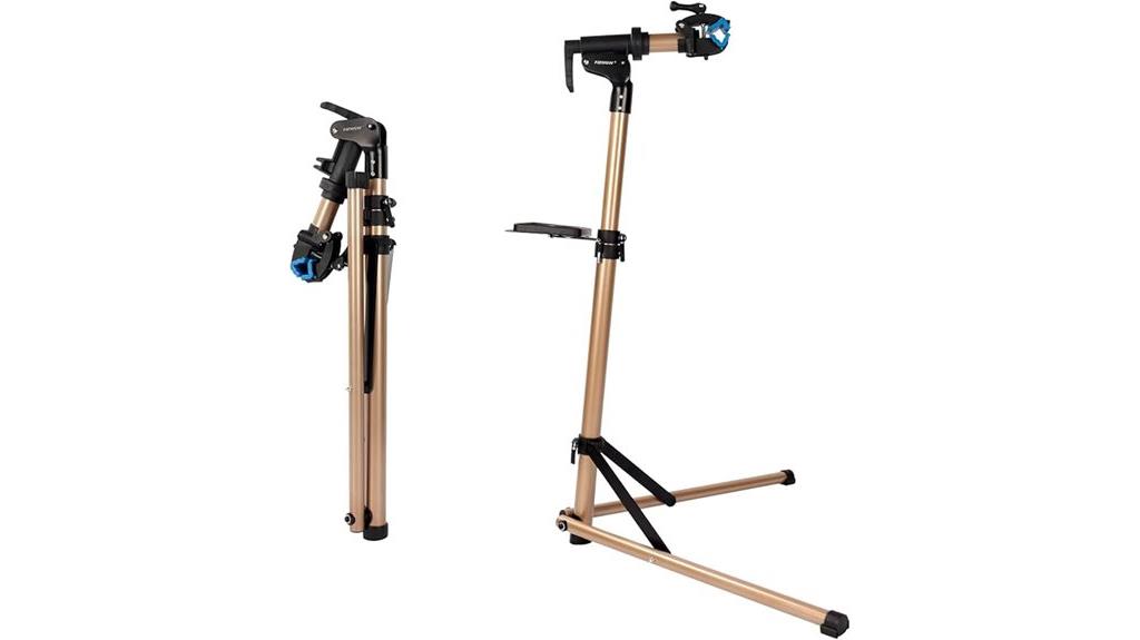golden two legged bike stand