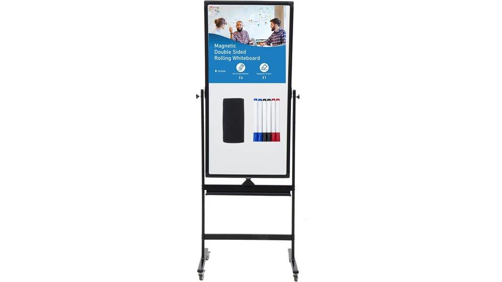 large magnetic whiteboard with markers