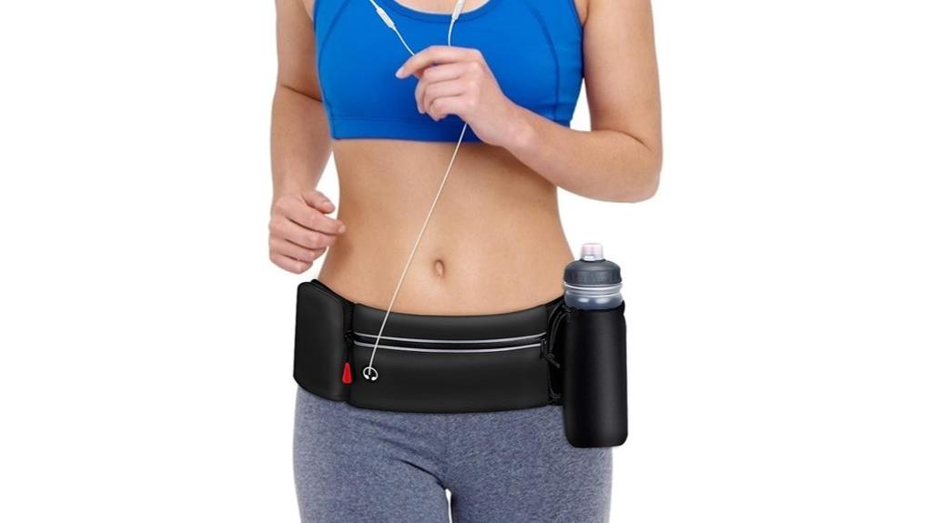 running belt with water bottle