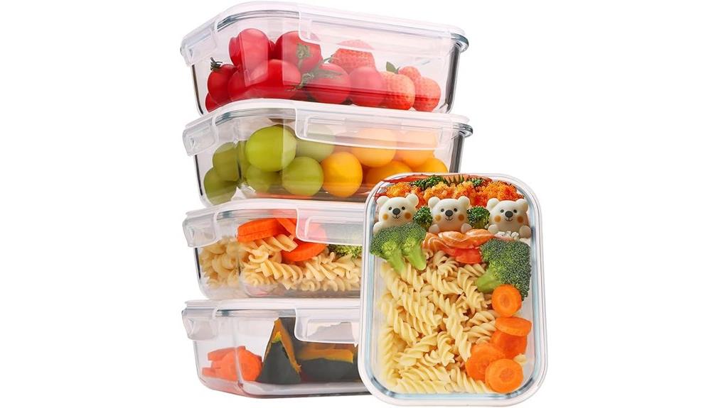 set of five glass containers