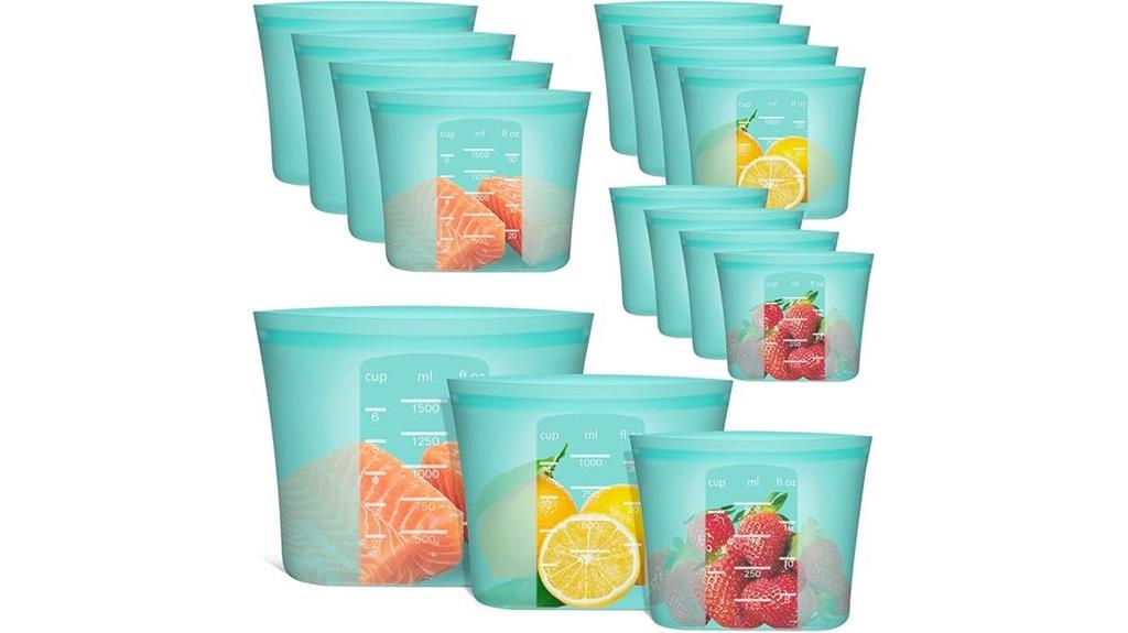 silicone storage bags pack