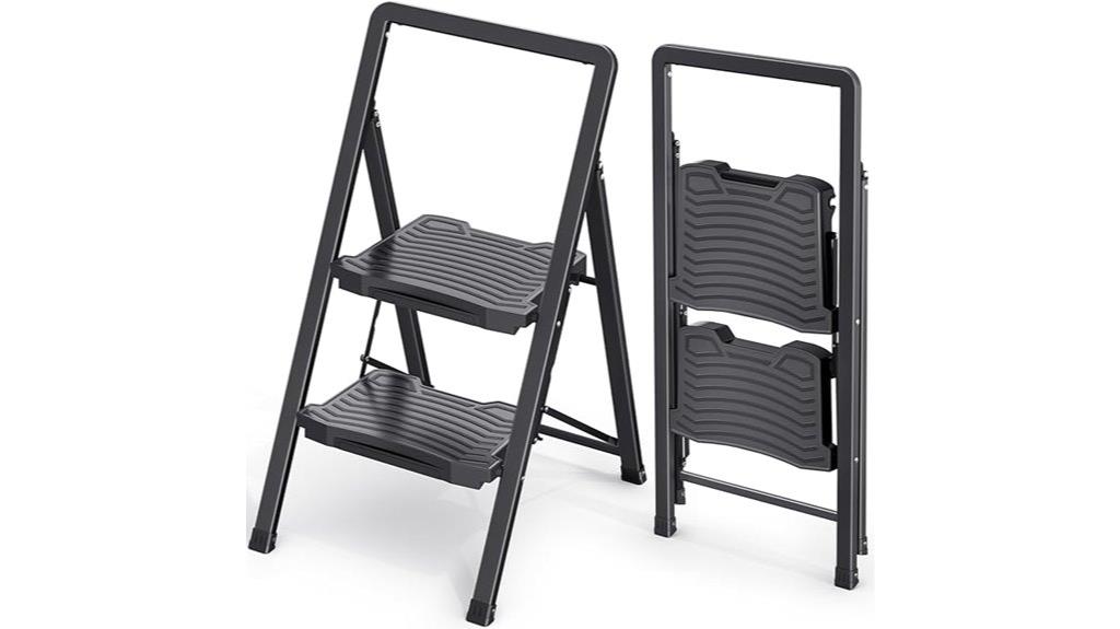 two step ladder with safety features