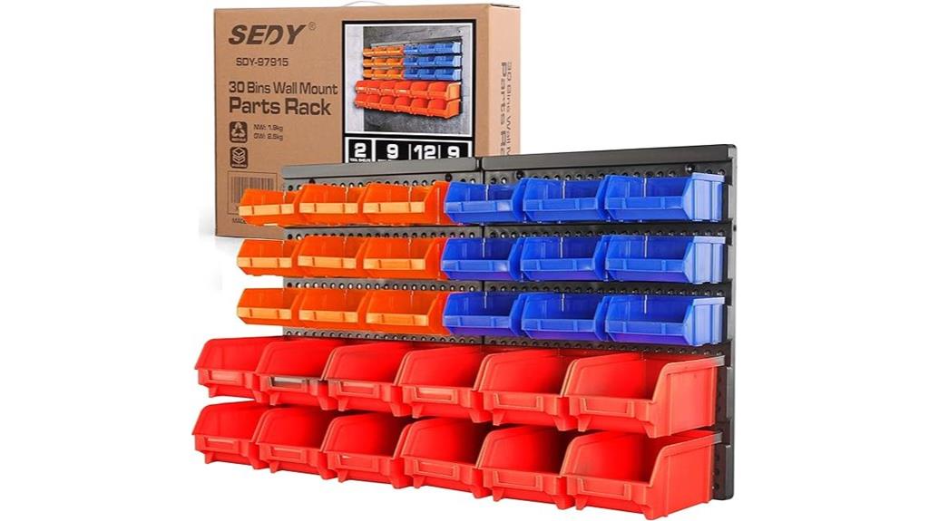 wall mounted small parts organizer
