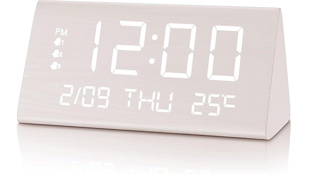 wooden led alarm clock