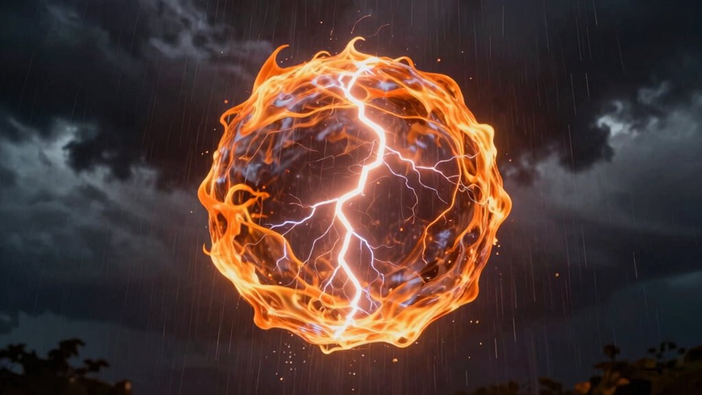 floating glowing electrical spheres